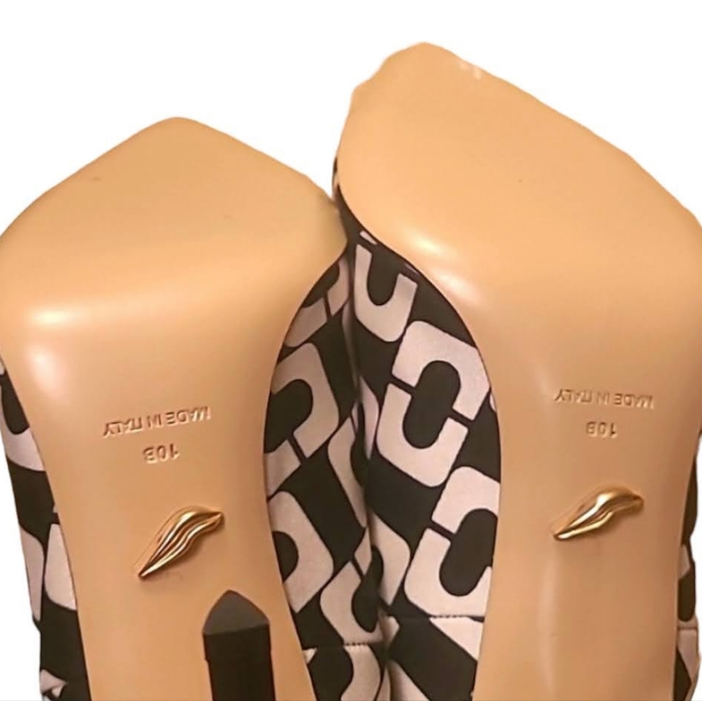 Diane Von Furstenberg Black White Heel Size 10 - Picture 7 of 10